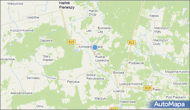 mapa Rudka Łowiecka, Rudka Łowiecka na mapie Targeo